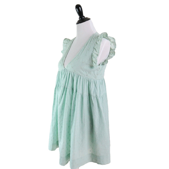 TALULAH Pants - Talulah Size S Hidden Romper Babydoll Dress V Neck Sage Green